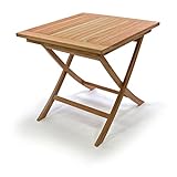 Divero Balkontisch Gartentisch Beistelltisch Teak Holz Tisch für Terrasse Balkon...