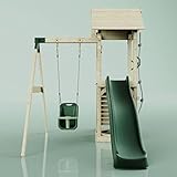 Rebo Spielturm mit Wellenrutsche und Baby-Schaukel | Outdoor Klettergerüst Garten |...