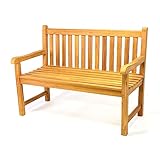 SONLEX Holzbank 2-Sitzer aus Teak Holz behandelt - Gartenbank Sitzbank 120 cm –...