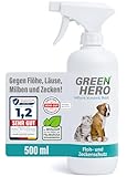 GreenHero Floh- und Zeckenschutz 500 ml das Zeckenspray und Flohmittel für Hunde und...
