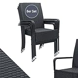 Juskys Polyrattan Gartenstühle Yoro 8er Set mit Armlehnen & Rückenlehne - 8 Stühle...