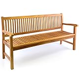 Divero 3-Sitzer Bank Holzbank Gartenbank Sitzbank 180 cm – zertifiziertes Teak-Holz...