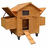 Melko Hühnerhaus für 4 Hühner rollbar 157x90x114cm Hühnerstall aus Holz mit 2...