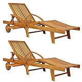 Casaria® 2X Sonnenliege Holz Klappbar 320kg Belastbarkeit Tisch Fuß- und...