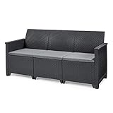 Koll Living Garden Lounge Sofa, 3-Sitzer - stilvolles Sofa in Rattan Optik -...