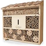 WILDLIFE HOME Bienenhotel Insektenhotel mit Rindendach I Unbehandelt, Bienenhaus aus...