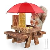 CPROSP Eichhörnchen Futterhaus mit Schirm, Eichhörnchenkobel aus Holz zum Hängen,...