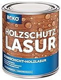 ROKO Holzlasur - Farblos - 0,75 Liter Lasur - 3in1 Seidenmatt - Premium...