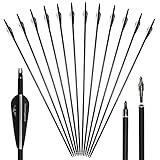 Huntingdoor 12er Pack 30 Zoll Carbonpfeile Jagdpfeile mit Vanes und drehbare Nocken...