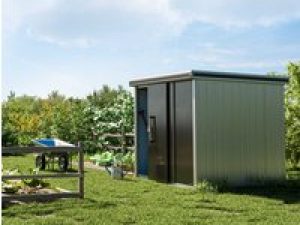 Metallgerätehaus 221x186cm, Türhöhe: 190 cm, 300 kg/m2 Dachbelastbarkeit, Gartenhaus Metall, Geräteschuppen, Gartenschrank, Gerätehaus Metall, Biohort
