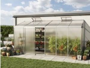 Anlehngewächshaus 439×148 cm, 10 mm, Gewächshaus, Anbaugewächshaus, tomatengewächshaus, tomatenhaus