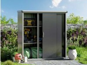 Geräteschrank Größe: 180×75 cm, Höhe: 195 cm, Dachlast: 150 kg/m2, Gartenschrank Gerätehaus Metall, Metallgerätehaus Gerätehaus Geräteschuppen Metall