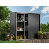 Geräteschrank Größe: 310×75 cm, Höhe: 195 cm, Dachlast: 150 kg/m2, Gartenschrank Gerätehaus Metall, Metallgerätehaus Gerätehaus Geräteschuppen Metall